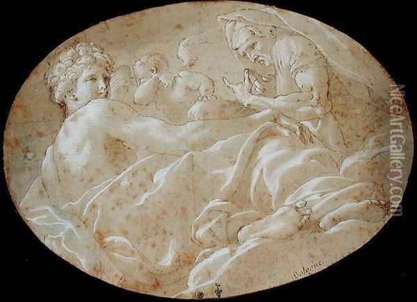 Vertumnus and Pomona, c.1545 Oil Painting - Francesco Primaticcio