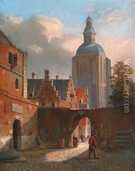 Stadtmotiv Aus Holland Oil Painting - Adrianus Eversen