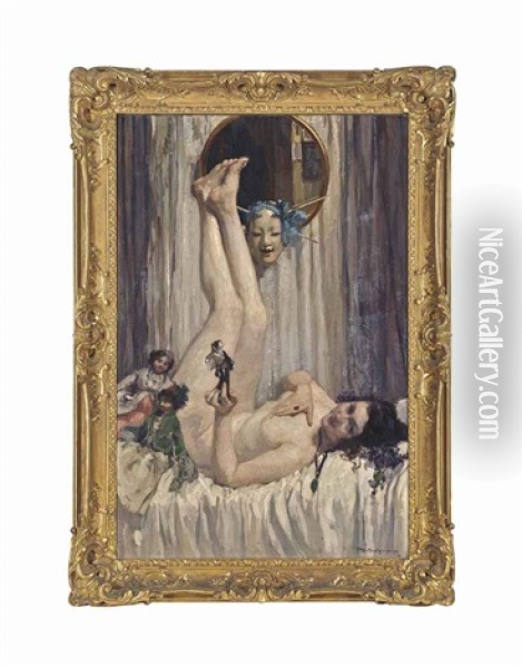 Poupees Et Une Femme Oil Painting - Philippe Swyncop