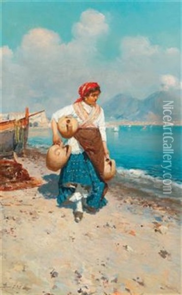 On The Beach At Naples Oil Painting - Bernardo Hay