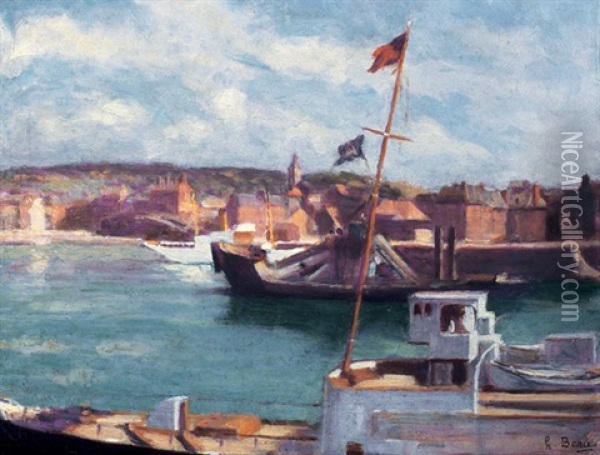 Harbour Scene Oil Painting - Henri Beau