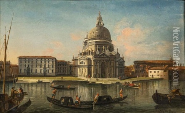 Vue De La Place Saint-marc (+ Vue De L'eglise Della Salute; Pair) Oil Painting - Achille Solari