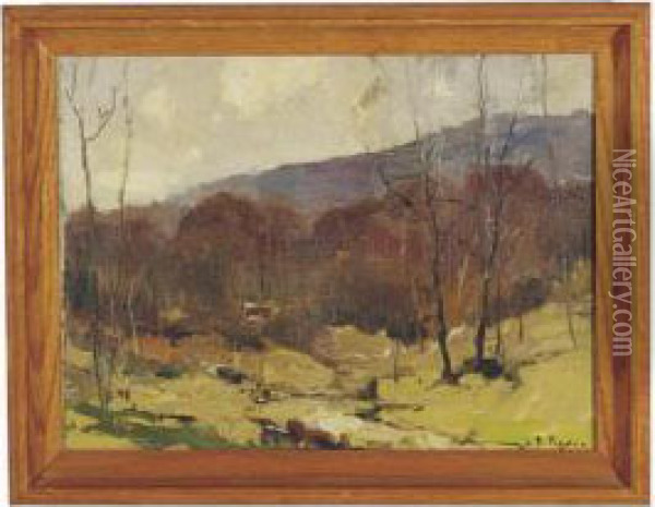 Mountain Valley Landscape Oil Painting - Chauncey Foster Ryder