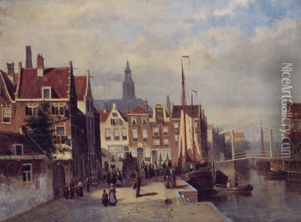 Vue D'amsterdam Oil Painting - John Frederik Hulk the Younger