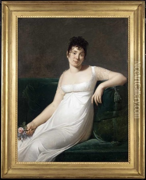 Portrait Of A Lady (countess Sala?) Oil Painting - Robert Jacques Francois Faust Lefevre