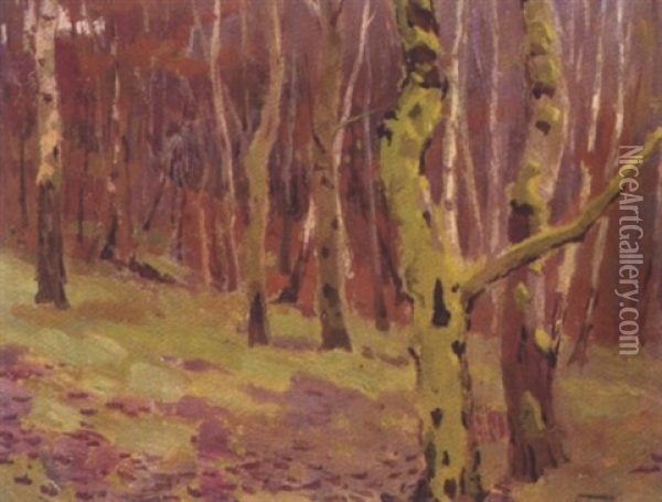 Birkenwald Oil Painting - Mikhail Markianovich Germanshev