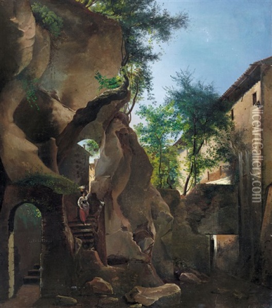 Paesaggio Con Ciociara Oil Painting - Augusto Corelli