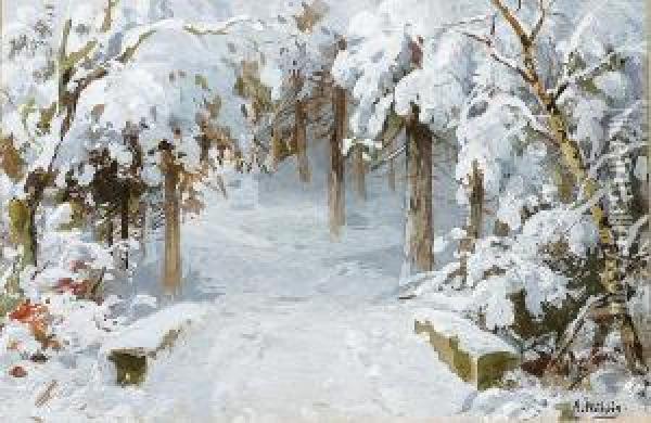 Neuschnee Oil Painting - Albert Ernst Muhlig