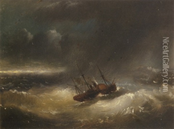 September Gale Oil Painting - Alfred Jacob Miller