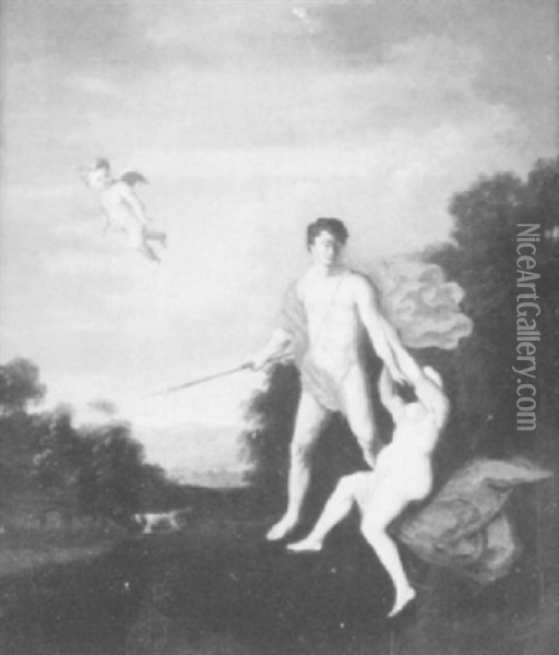 Venus And Adonis Oil Painting - Cornelis Van Poelenburgh