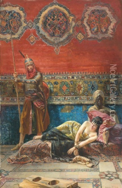 Captive In The Harem Oil Painting - Ferencz Franz Eisenhut