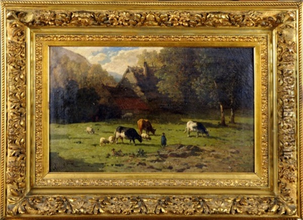 Vaches Dans Les Pres Oil Painting - Louis Robbe