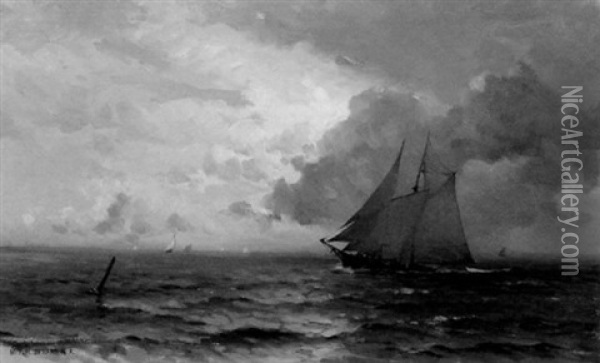 At Full Sail Oil Painting - Mauritz Frederick Hendrick de Haas