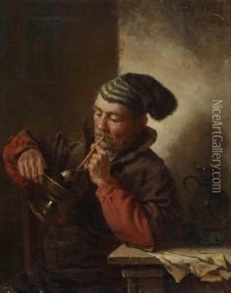 Pfeifenraucher Oil Painting - Charles Meer Webb