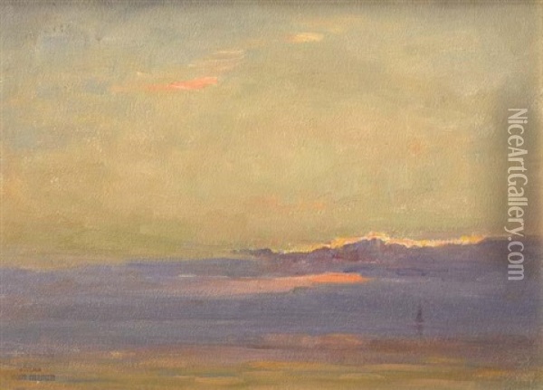 Coucher De Soleil, Nuage Frange D'or Oil Painting - Georges Ricard-Cordingley