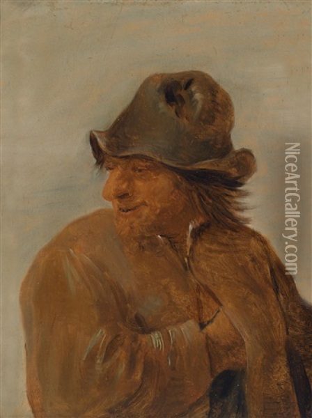Ein Nach Links Blickender Bauer Mit Einem Hut Oil Painting - Joos van Craesbeeck