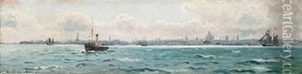 View Towards Copenhagen Harbour Oil Painting - Christian Blache