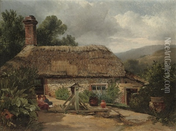 A Cottage At Albury, Surrey Oil Painting - George Cole