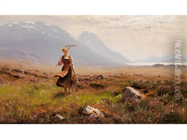 Junges Madchen In Den Bergen Oil Painting - Hans Dahl