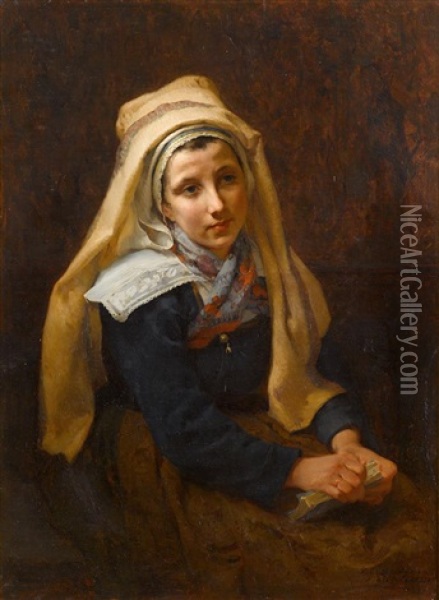 Young Girl Oil Painting - Frederick Arthur Bridgman