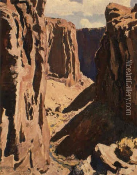 Virgin Creek Gorge, Nevada Oil Painting - Maynard Dixon
