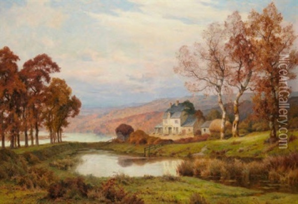 Maison Au Bord D'un Lac Oil Painting - Lucien Simonnet