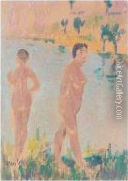 The Bathers Oil Painting - Harry Phelan Gibb