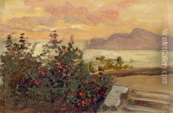 An Der Riviera Di Ponente (+ Another, Verso) Oil Painting - Marie Egner