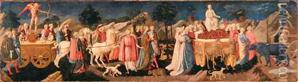 Triumph of Love, Chastity, and Death, c.1450 Oil Painting - Pesellino