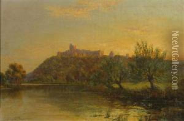 Landscape With Castle At Sunset Oil Painting - Graham Williams