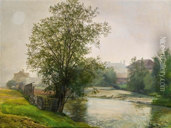 Morgennebel Am Fluss Oil Painting - Hans Frank