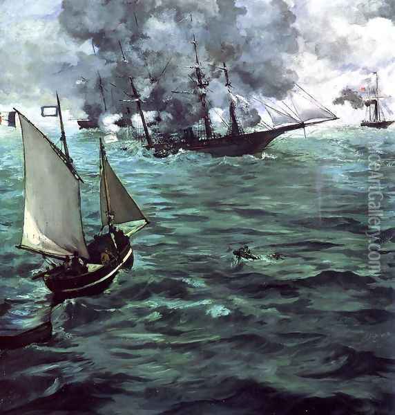 The Battle of the Kearsarge and Alabama Oil Painting - Edouard Manet
