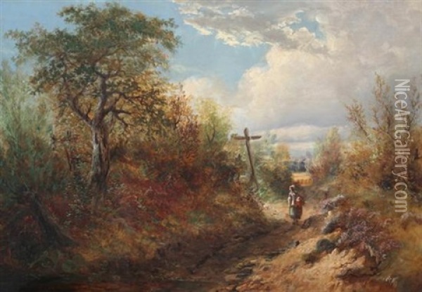 The Roadside Crucifix Oil Painting - Clarence Henry Roe