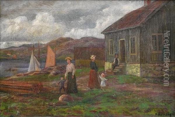 Sommerdag Ved Kysten 1909 Oil Painting - Otto Hennig