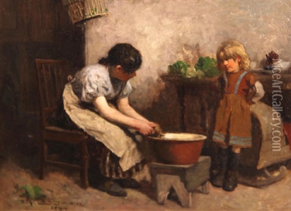 A Lesson In Cooking Oil Painting - Robert McGregor