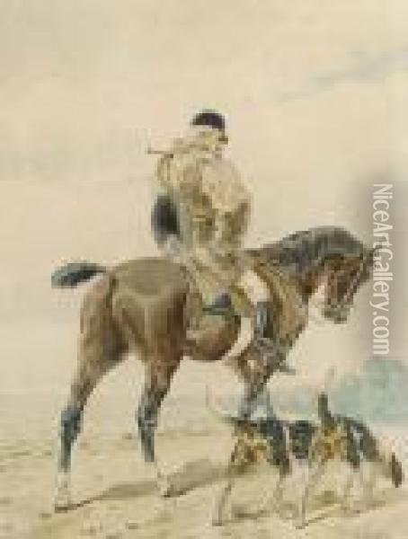 Out Hunting Oil Painting - Alfred De Dreux