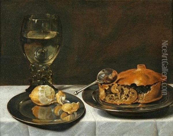 Still Life Of A Roemer, Lemon And A Meat Pie Oil Painting - Roelof Koets the Elder