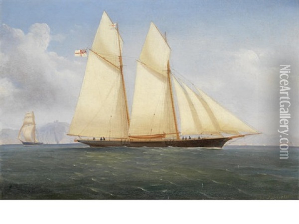 A Schooner Of The Royal Yacht Squadron Oil Painting - Tommaso de Simone