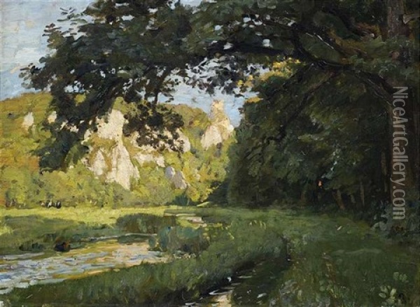 Sommerliche Landschaft (bei Buttenhausen?) Oil Painting - Otto Reiniger