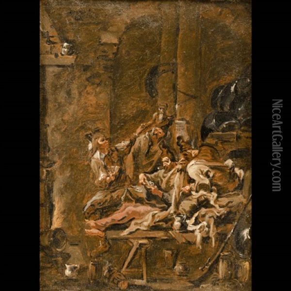 Interno Di Convento Con Frati Che Giocano A Carte Oil Painting - Alessandro Magnasco