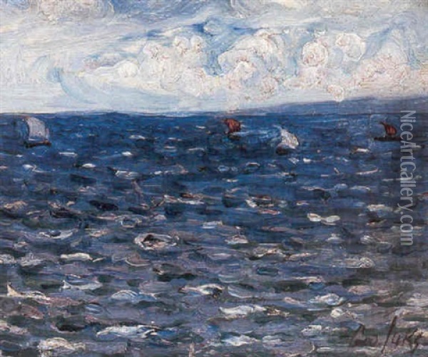 Sailboats On A Windy Day Oil Painting - George Benjamin Luks