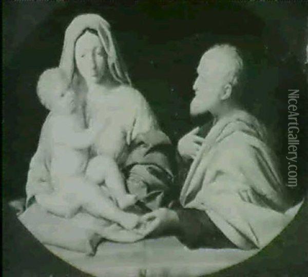 The Holy Family Oil Painting - Giovanni Battista Salvi (Il Sassoferrato)