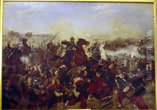 The Battle of Mars de la Tour on the 16th August 1870 Oil Painting - Emil Huenten