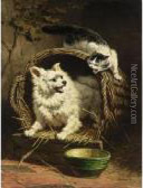 The Quarrel Oil Painting - Henriette Ronner-Knip