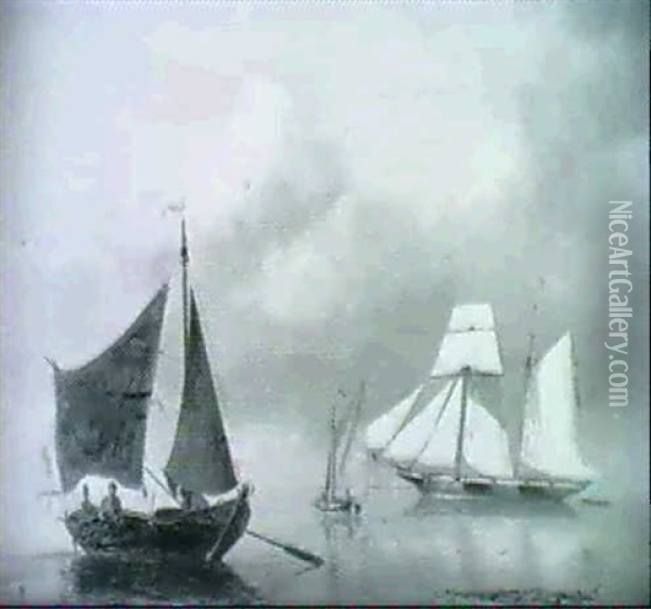 Marine Oil Painting - Johannes Hermanus Barend Koekkoek