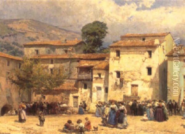 In Paese Ad Anticoli Corrado Oil Painting - Mariano Barbasan Lagueruela