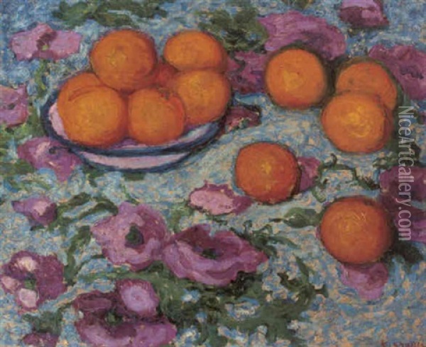 Les Oranges Oil Painting - Jean-Laurent Challie