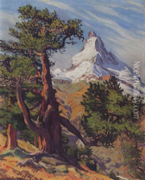 Arv Mit Matterhorn Auf Rittelalp Oil Painting - Waldemar Theophil Fink