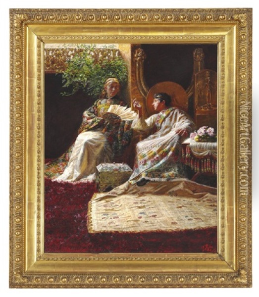 King Solomon And The Queen Of Sheba Oil Painting - P.H. Kristian Zahrtmann
