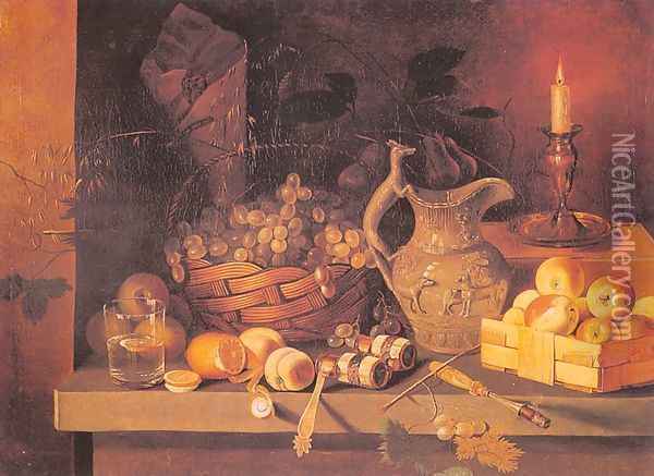 Still Life with a Candle Oil Painting - Ivan Khrutsky